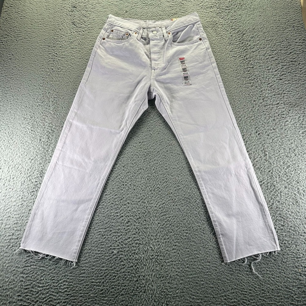 Levi's 501 Jeans Womens 28x26 Purple Cotton Denim Cropped Straight Leg Workwear